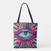 Neon Eye van de kosmos Tote Bag (Achterkant)