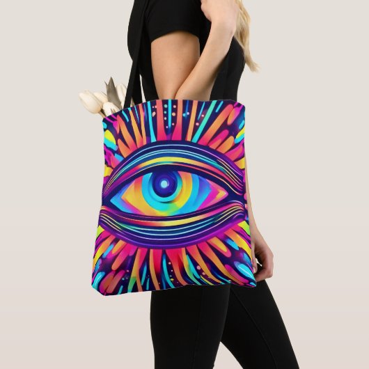 Neon Eye van de kosmos Tote Bag (Dichtbij)
