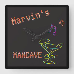 Neon Fake Mancave Tavern Two Vierkante Klok