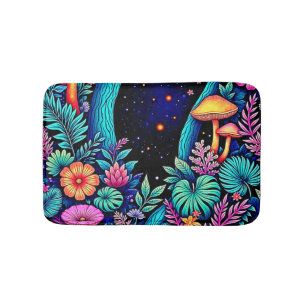 Neon Fantasy Bos Nacht Gloeiend Design Badmat