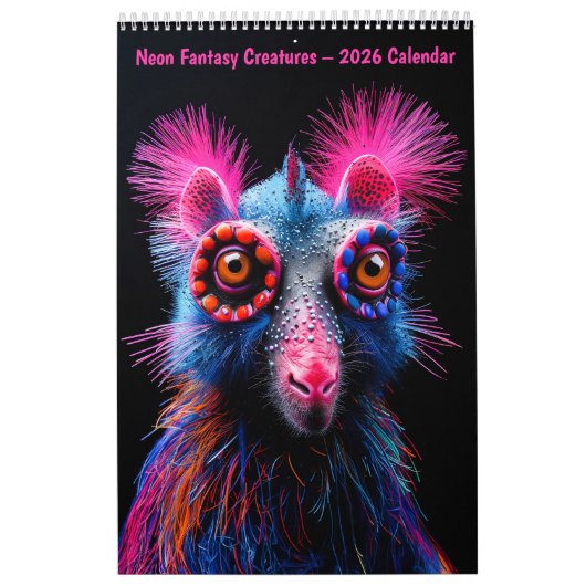 Neon Fantasy Creatures – 2026 Calendar Kalender (Hoes)