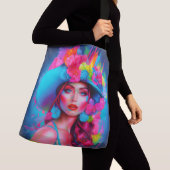 Neon Fantasy Floral Portret Crossbody Tas (Dichtbij)