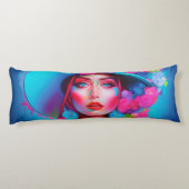 Neon Fantasy Floral Portret Lichaamskussen (Achterkant)