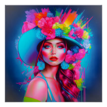 Neon Fantasy Floral Portret