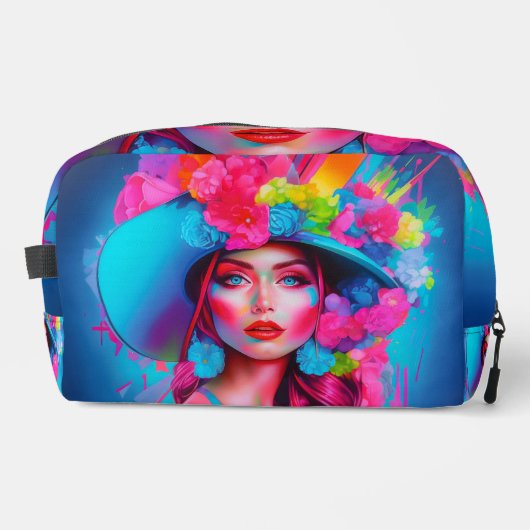 Neon Fantasy Floral Portret Toilettasje (Voorkant)