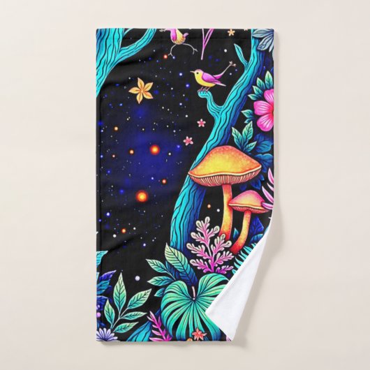 Neon Fantasy Forest Night Glow Design Bad Handdoek (Handdoek)