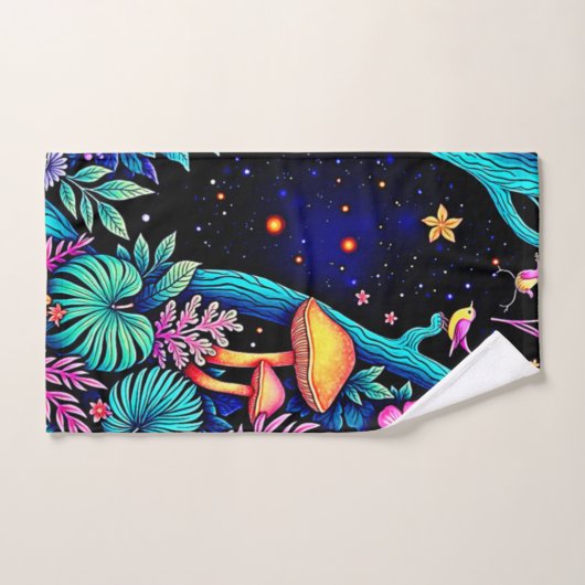 Neon Fantasy Forest Night Glow Design Bad Handdoek (Handdoek)