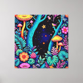 Neon Fantasy Forest Night Glow Design Canvas Afdruk (Voorkant)