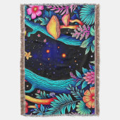 Neon Fantasy Forest Night Glow Design Deken (Voorkant Verticaal)