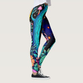 Neon Fantasy Forest Night Glow Design Leggings (Rechts)