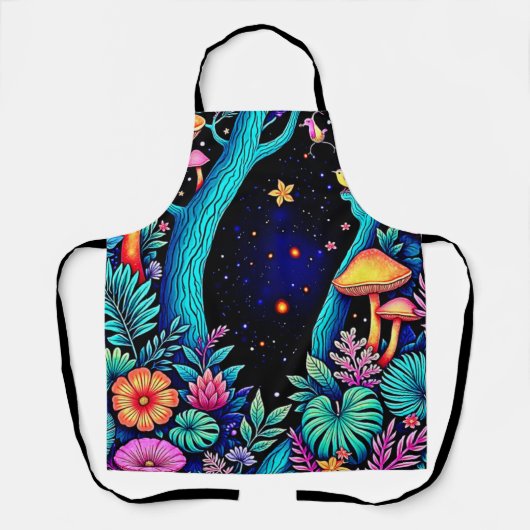 Neon Fantasy Forest Night Glow Design Schort (Voorkant)