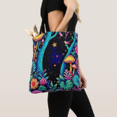 Neon Fantasy Forest Night Glow Design Tote Bag (Dichtbij)