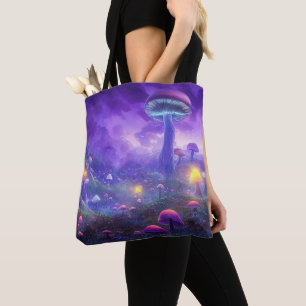 Neon Fantasy Mushrooms Canvas tas