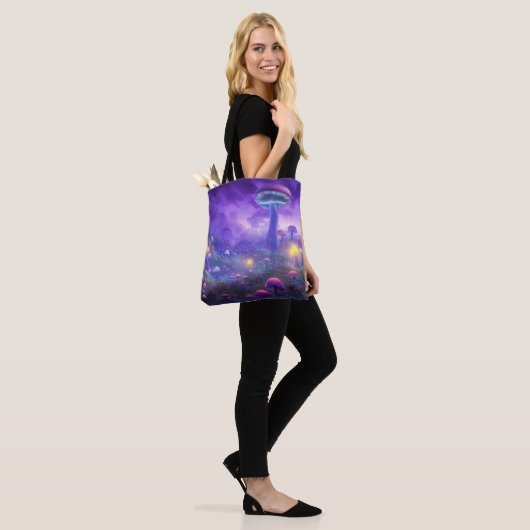 Neon Fantasy Mushrooms Canvas tas (Op model)
