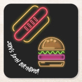 Neon Fast Food Monogram naam Vibrant Kartonnen Onderzetters (Voorkant)