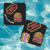 Neon Fast Food Monogram naam Vibrant Kartonnen Onderzetters