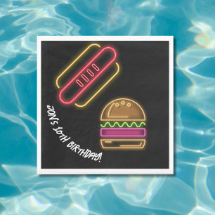 Neon Fast Food Monogram naam Vibrant Servet