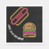 Neon Fast Food Monogram naam Vibrant Servet (Voorkant)