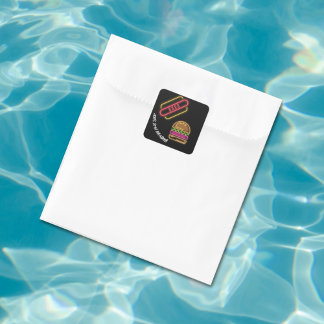 Neon Fast Food Monogram naam Vibrant Vierkante Sticker