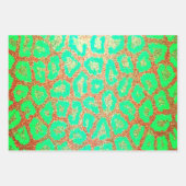 Neon Faux Glitter Leopard Print Inpakpapier Vel (Voorkant 3)