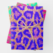 Neon Faux Glitter Leopard Print Inpakpapier Vel (In situ)