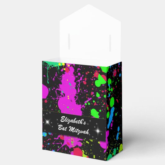 Neon, Faux Glow in the Dark, Bat Mitzvah, Aangepas Bedankdoosjes (Geopend)