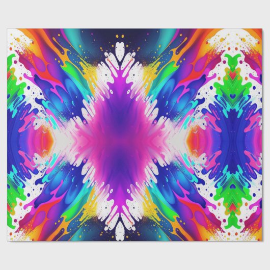 Neon, Faux Glow in the Dark, Verf Splatter Cadeaupapier (Vlak)