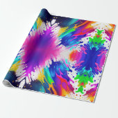 Neon, Faux Glow in the Dark, Verf Splatter Cadeaupapier (Uitgerold)