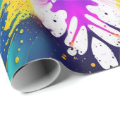 Neon, Faux Glow in the Dark, Verf Splatter Cadeaupapier (Rol Hoek)