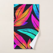 Neon Feather Pattern Vibrant Art Bad Handdoek (Handdoek)