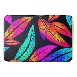 Neon Feather Pattern Vibrant Art Badmat