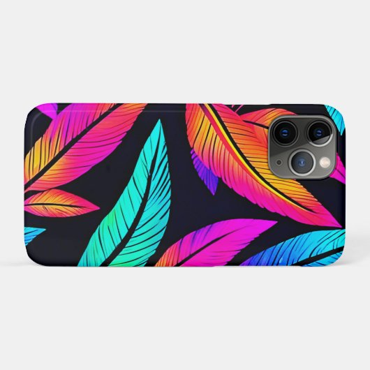 Neon Feather Pattern Vibrant Art Case-Mate iPhone Case (Achterkant (horizontaal))