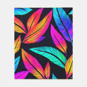 Neon Feather Pattern Vibrant Art Fleece Deken (Voorkant)