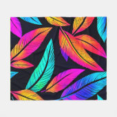 Neon Feather Pattern Vibrant Art Fleece Deken (Voorkant (Horizontaal))