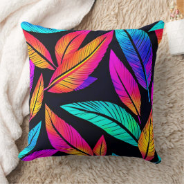Neon Feather Pattern Vibrant Art Kussen
