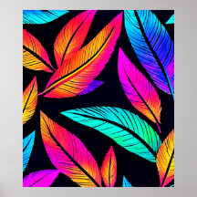 Neon Feather Pattern Vibrant Art