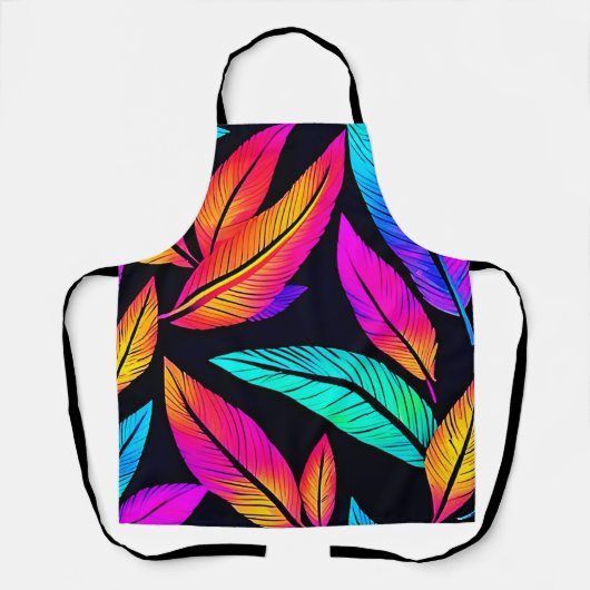 Neon Feather Pattern Vibrant Art Schort (Voorkant)