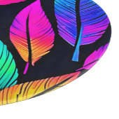 Neon Feather Pattern Vibrant Art Snijplank (Hoek)