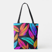 Neon Feather Pattern Vibrant Art Tote Bag (Achterkant)