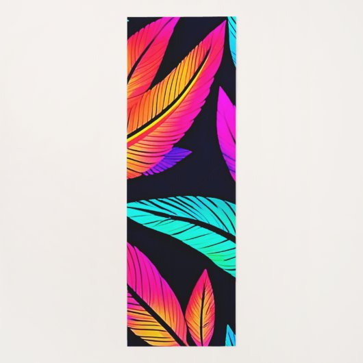 Neon Feather Pattern Vibrant Art Yogamat (Achterkant)