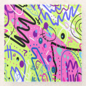 Neon Feelings Abstracte kunst Glazen Onderzetter (Voorkant)