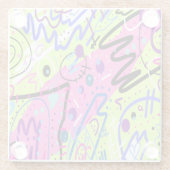 Neon Feelings Abstracte kunst Glazen Onderzetter (Achterkant)