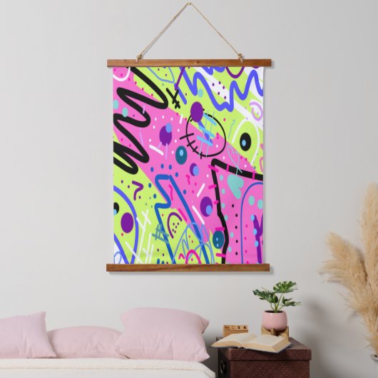 Neon Feelings Abstracte kunst Hangend Wandkleed (Slaapkamer)