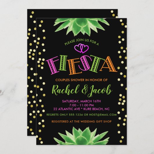 Neon Feest Bruiloft Tweedelig Bruidsfeest Kaart (Voorkant / Achterkant)