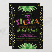 Neon Feest Bruiloft Tweedelig Bruidsuitnodiging Kaart (Voorkant / Achterkant)