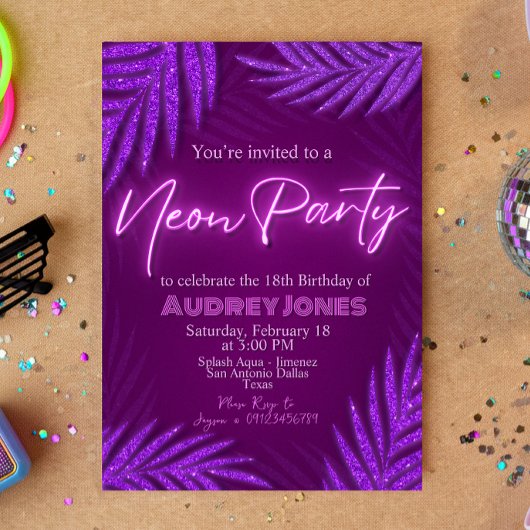 Neon Feest - Gloei - Paars Kaart