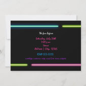 NEON FEESTJE Glow Fun Uitnodiging voor Verjaardags (Achterkant)