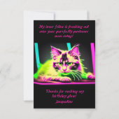 Neon Feline Fiesta Tiener Meisje Verjaardag Bedankkaart (Achterkant)