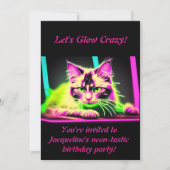 Neon Feline Fiesta: Tiener Meisje Verjaardag Colle Kaart (Voorkant)