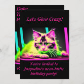 Neon Feline Fiesta: Tiener Meisje Verjaardag Colle Kaart (Voorkant / Achterkant)